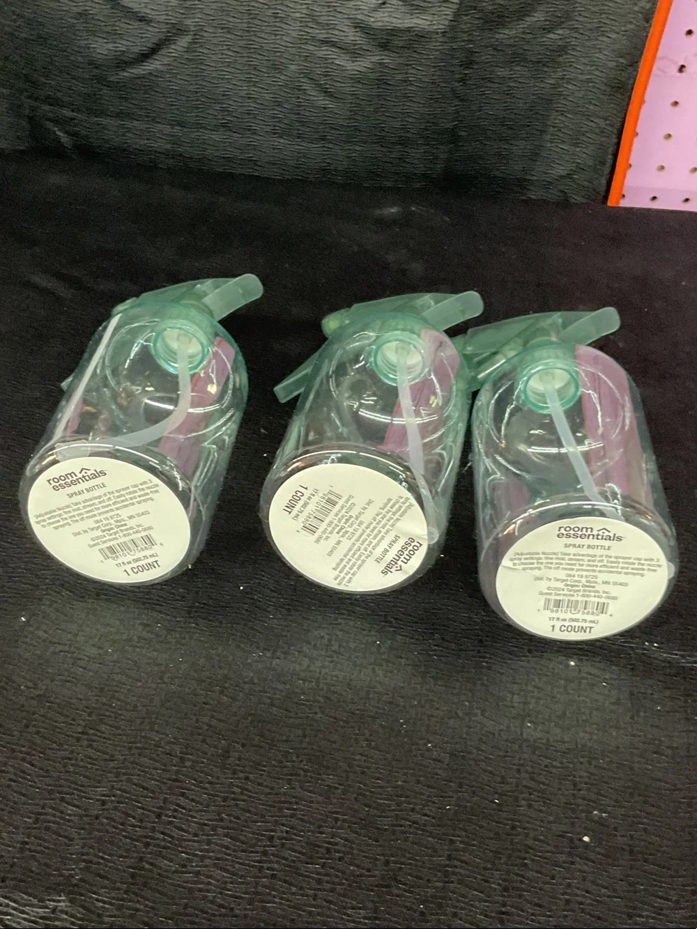 Room Essentials Clear Spray Bottles with Mint Green Triggers - Pack of 3